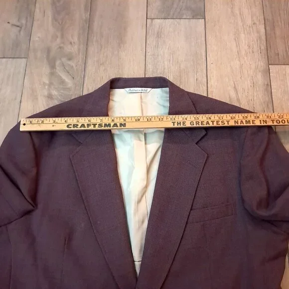 Stafford Men's 46S Burgundy red Gold Blazer Jacket Sport Coat 46 SHORT Christmas
